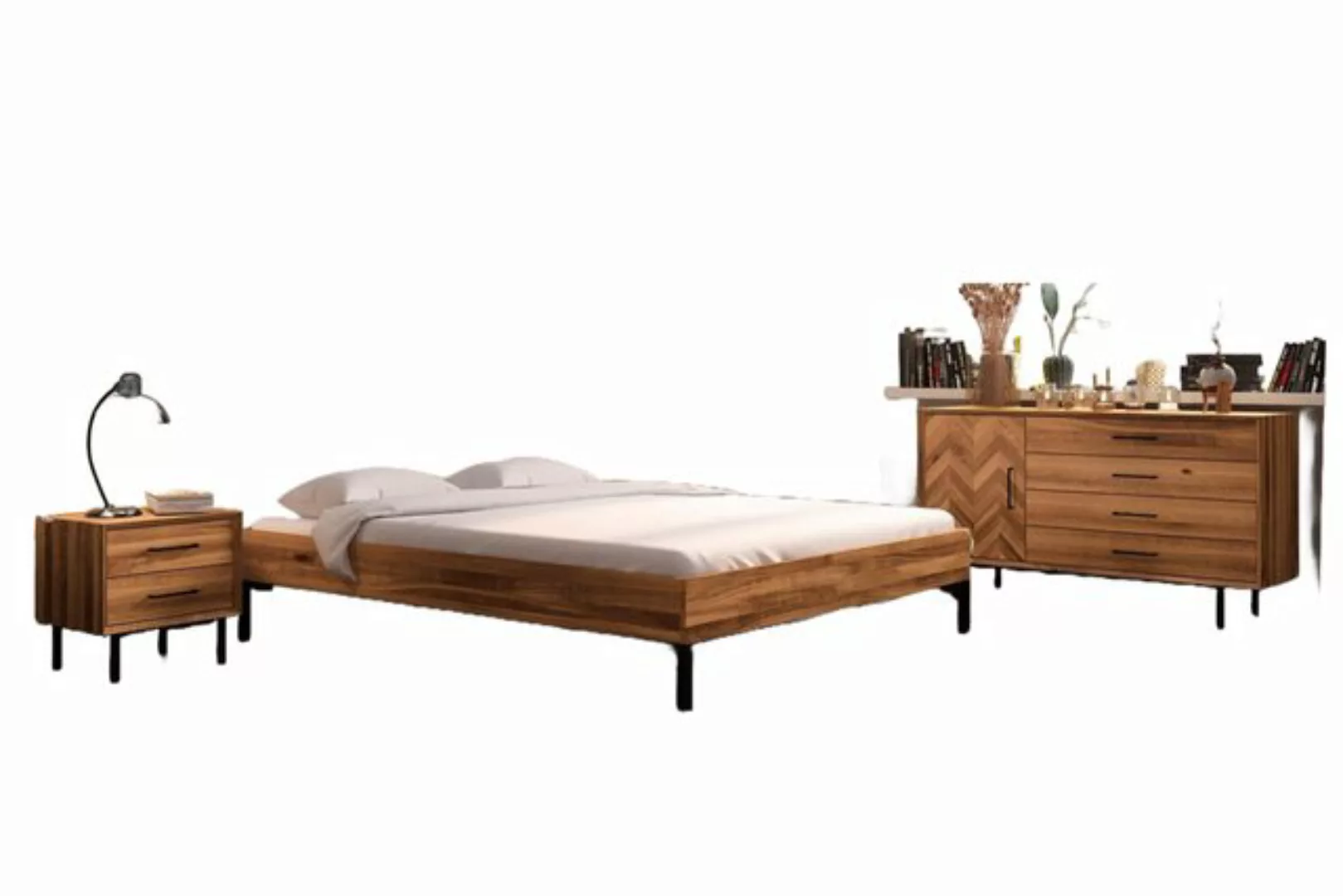 Natur24 Einzelbett Bett Seiba 3 Sonderlänge 100x210 Wildeiche Metallbeine o günstig online kaufen