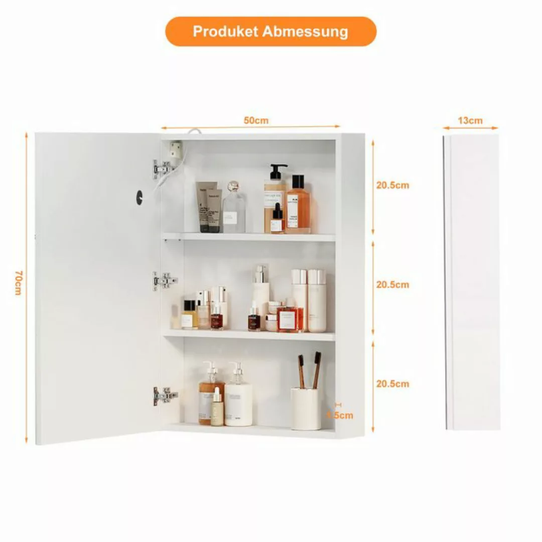 radelldar Badezimmerspiegelschrank Hängeschrank mit Spiegel und LED Badschr günstig online kaufen