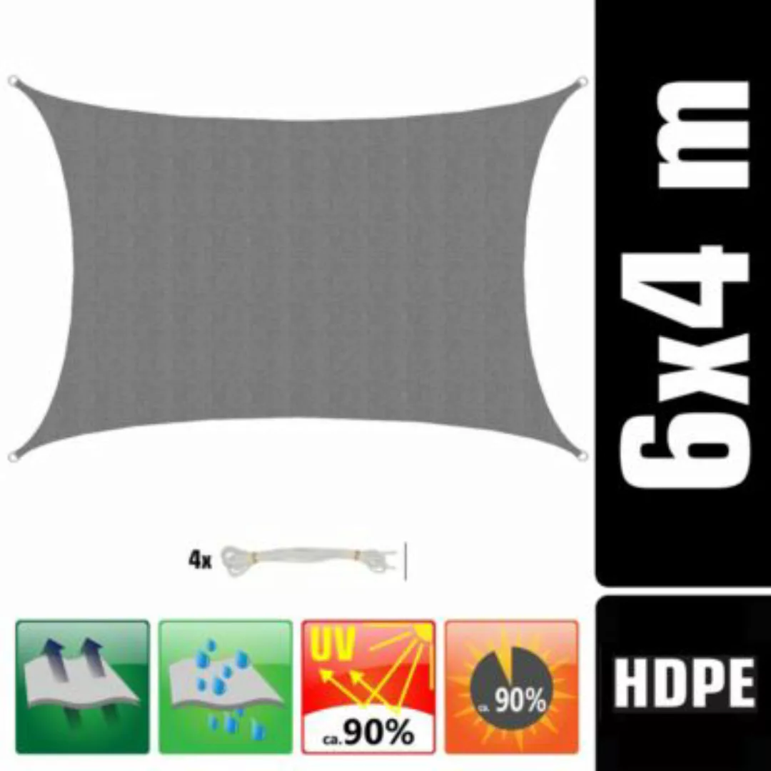 AMANKA Sonnensegel Thar Grau XL 4x6m HDPE grau günstig online kaufen