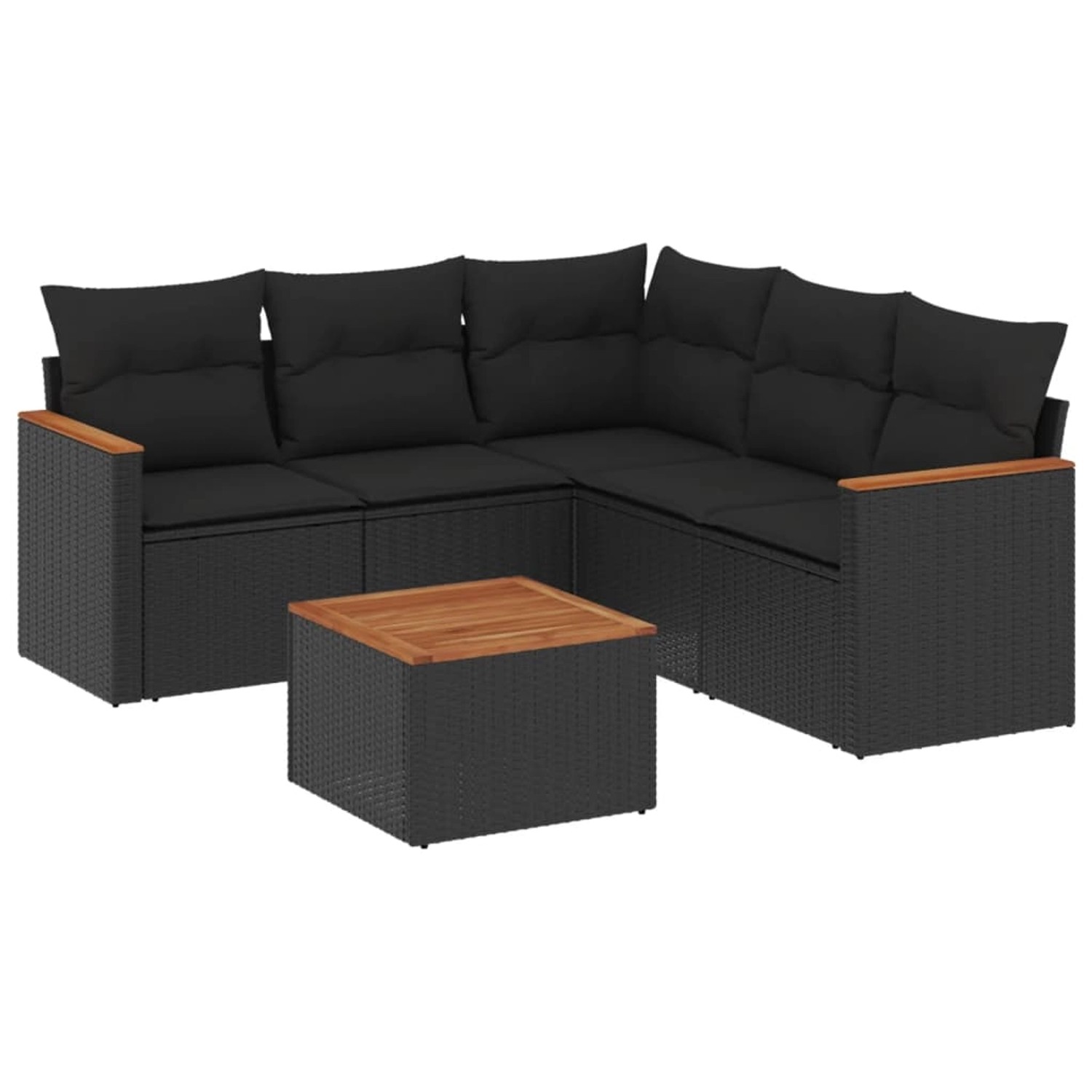 vidaXL 6-Tlg Garten-Sofagarnitur mit Kissen Schwarz Poly Rattan 3225964 günstig online kaufen