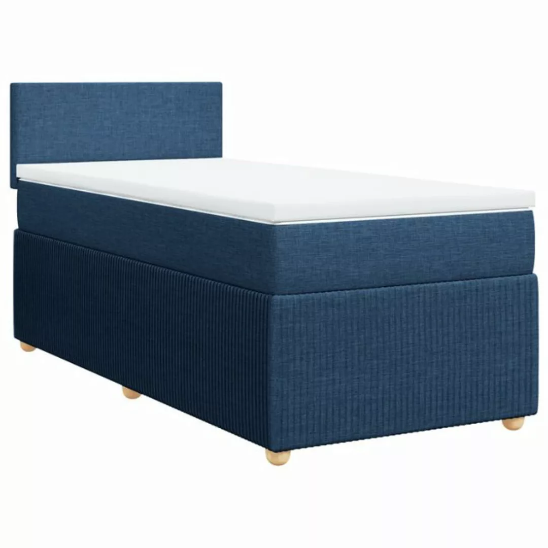 vidaXL Bett Boxspringbett mit Matratze Blau 90x200 cm Stoff günstig online kaufen