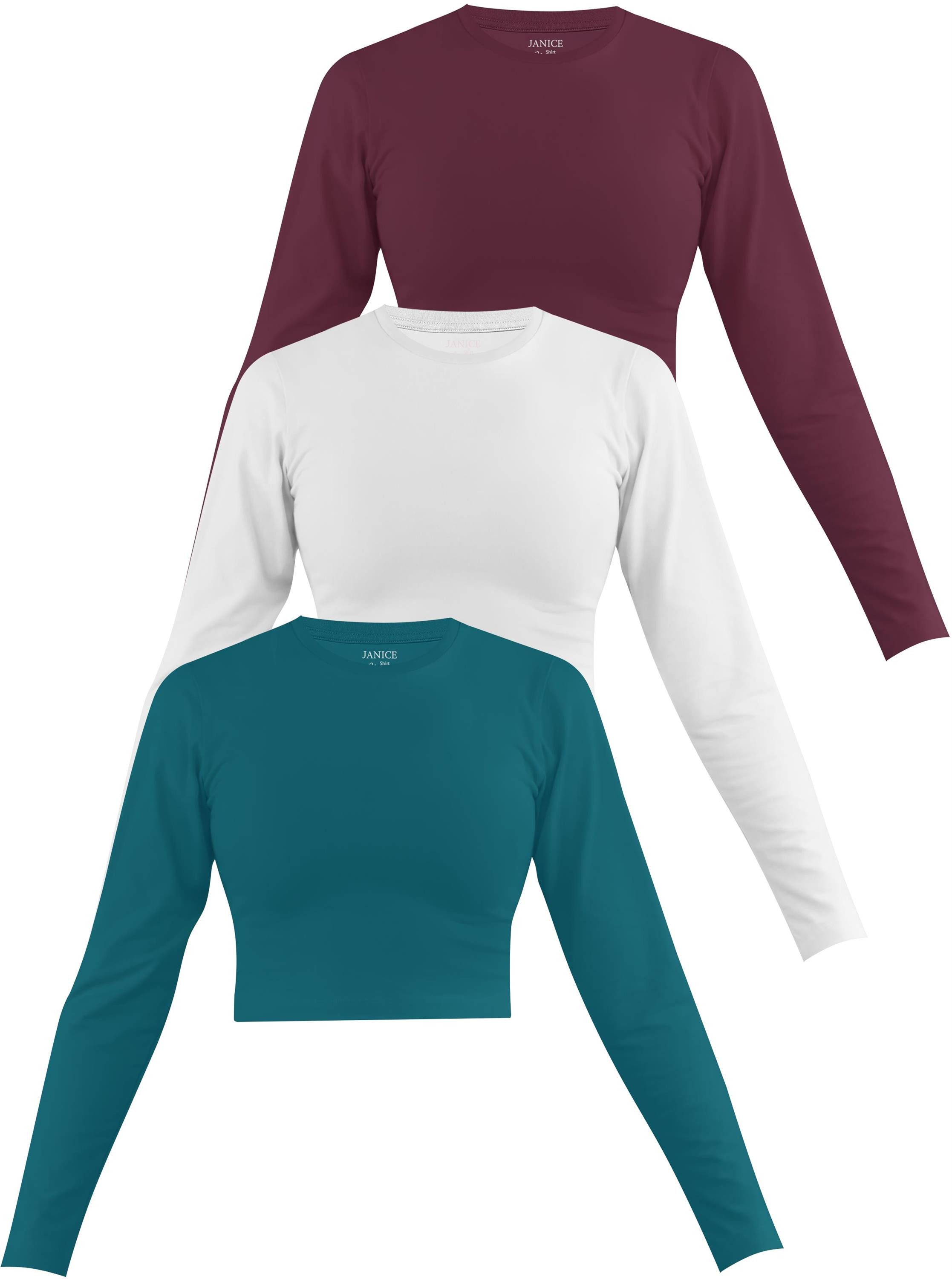 Janice Langarmshirt 3 x Damen crop günstig online kaufen