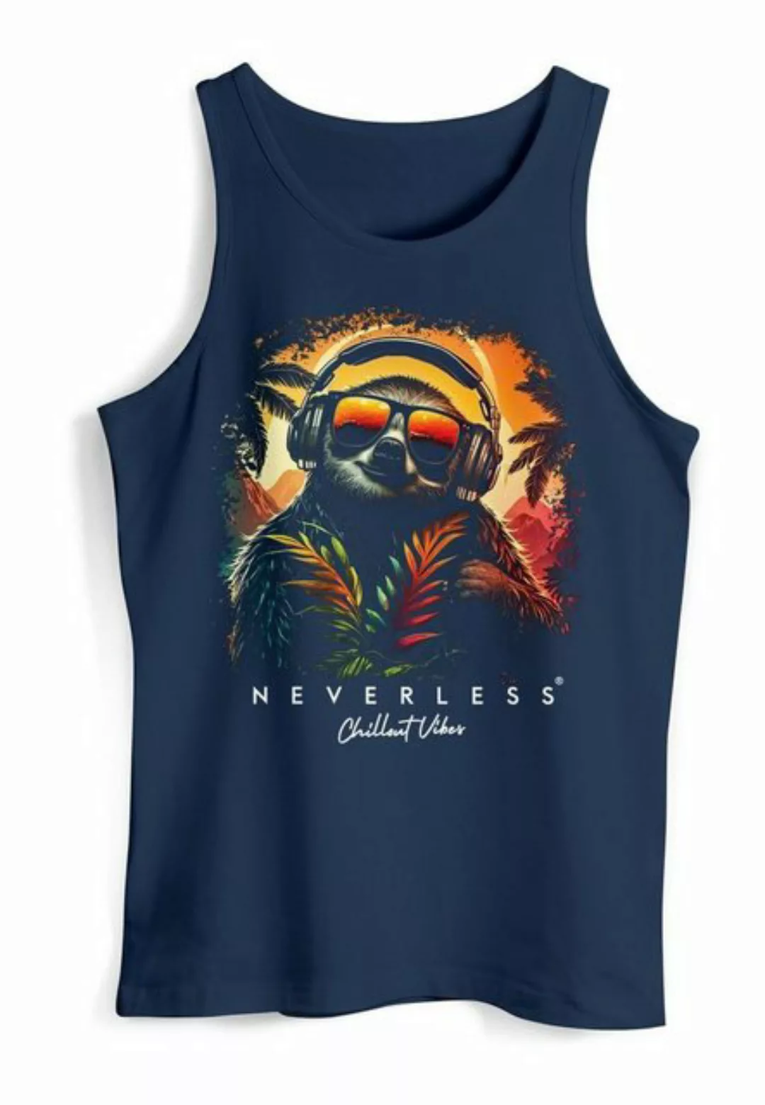 Neverless Tanktop Herren Tank-Top Musik DJ Chill Faultier Print Aufdruck Re günstig online kaufen