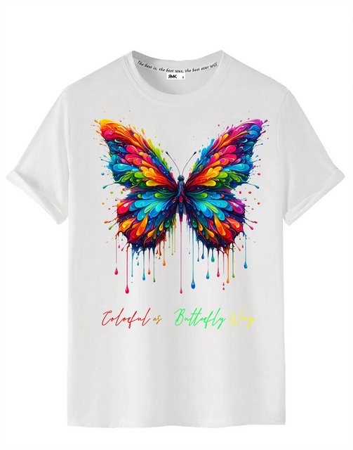 RMK T-Shirt Herren Shirt Basic Rundhals mit Butterfly Regenbogen Schmetterl günstig online kaufen