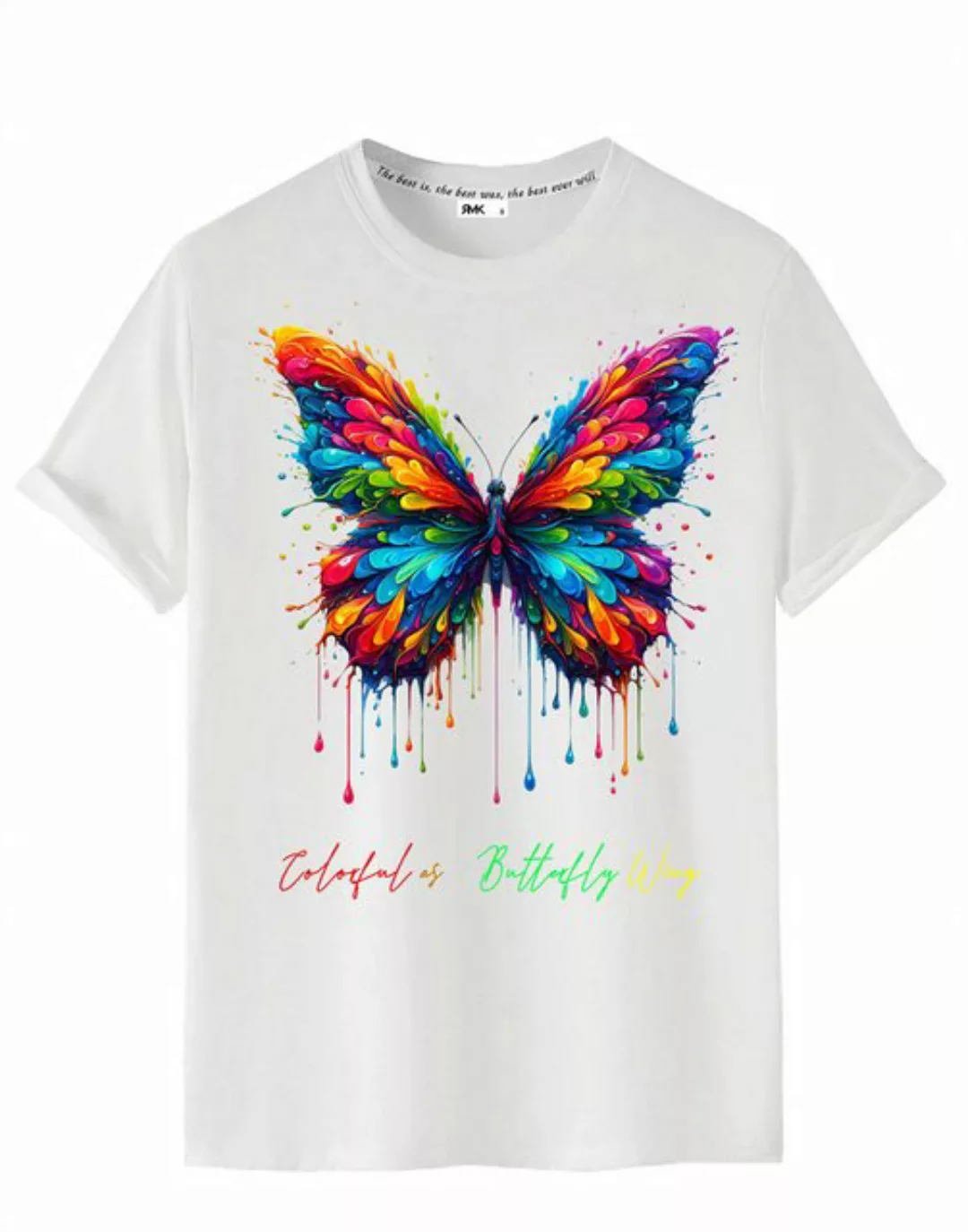 RMK T-Shirt Herren Shirt Basic Rundhals mit Butterfly Regenbogen Schmetterl günstig online kaufen