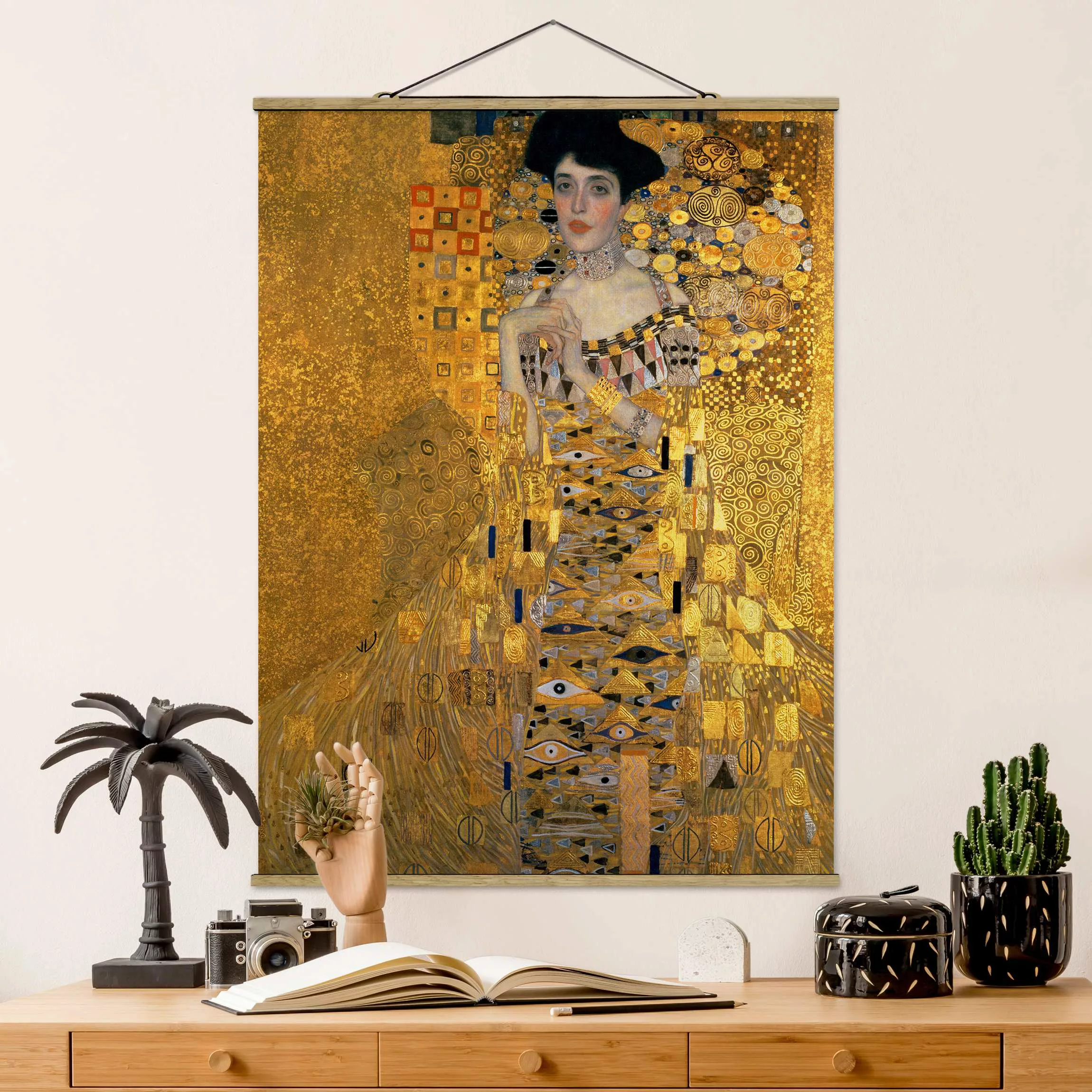 Stoffbild Kunstdruck mit Posterleisten - Hochformat Gustav Klimt - Adele Bl günstig online kaufen