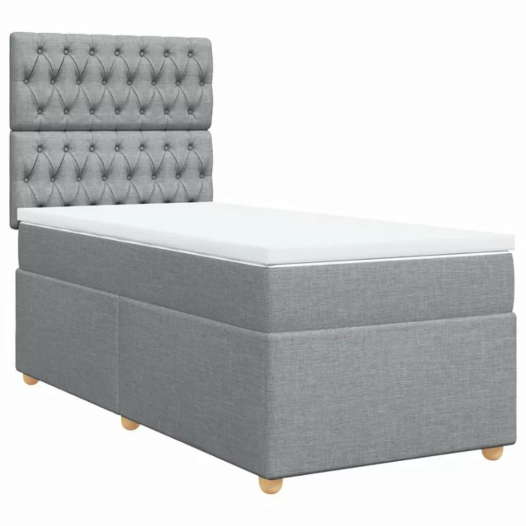 vidaXL Bett Boxspringbett mit Matratze Hellgrau 80x200 cm Stoff günstig online kaufen