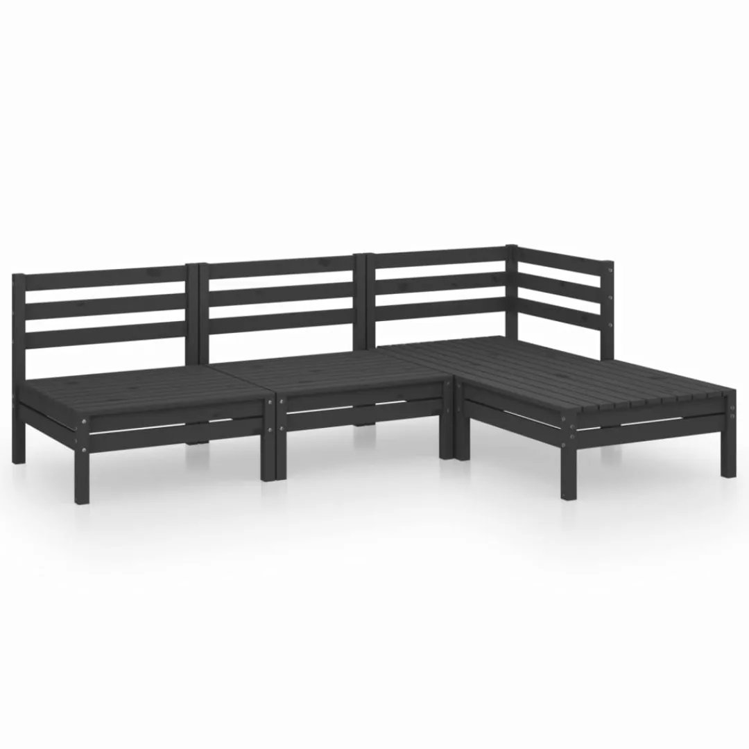 4-tlg. Garten-lounge-set Massivholz Kiefer Schwarz günstig online kaufen