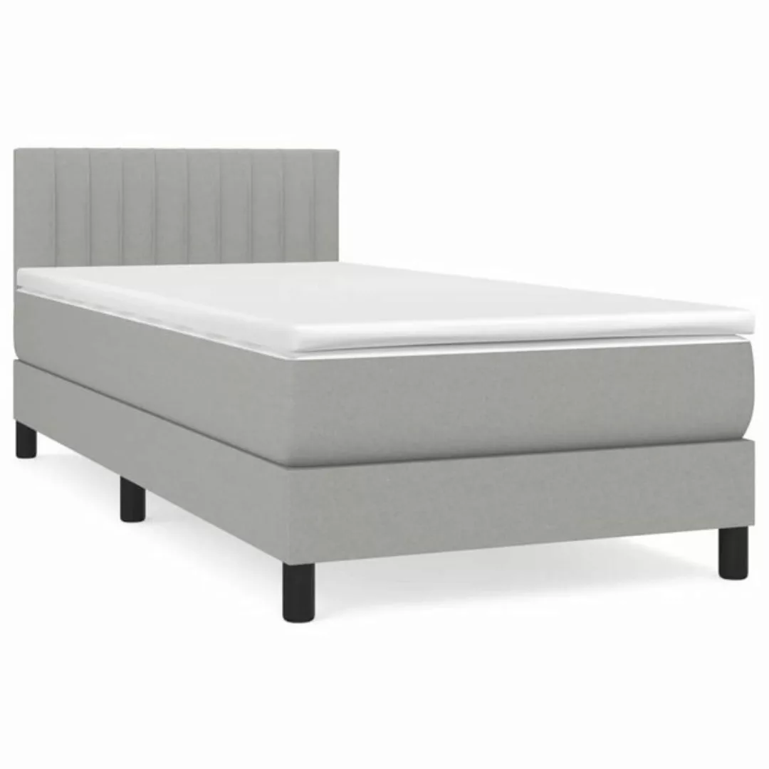 vidaXL Boxspringbett Boxspringbett mit Matratze Hellgrau 80x200 cm Stoff Be günstig online kaufen