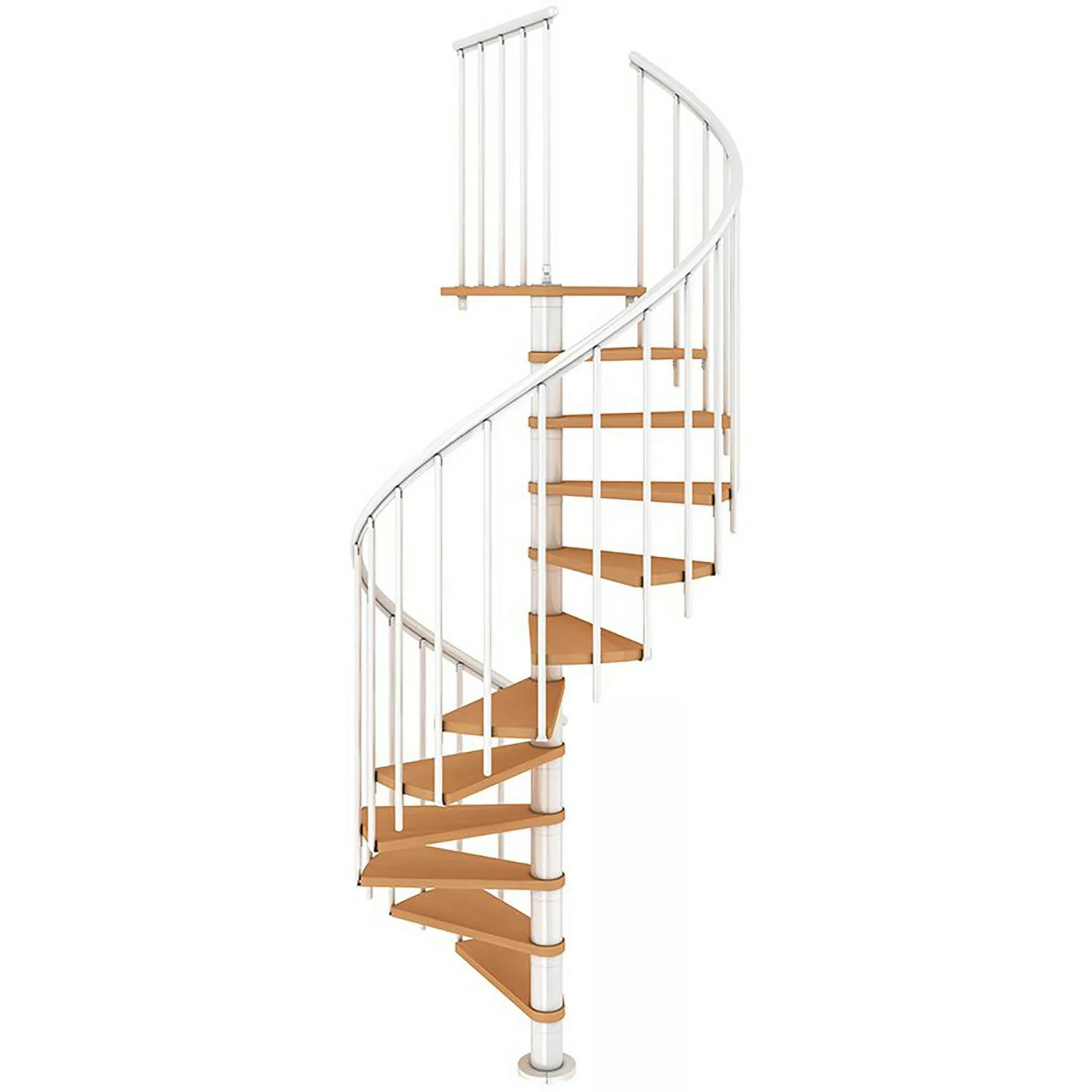 Dolle Spindeltreppe Montreal Ø 140 cm Buchenfurnier Geländer Weiß FSC® günstig online kaufen