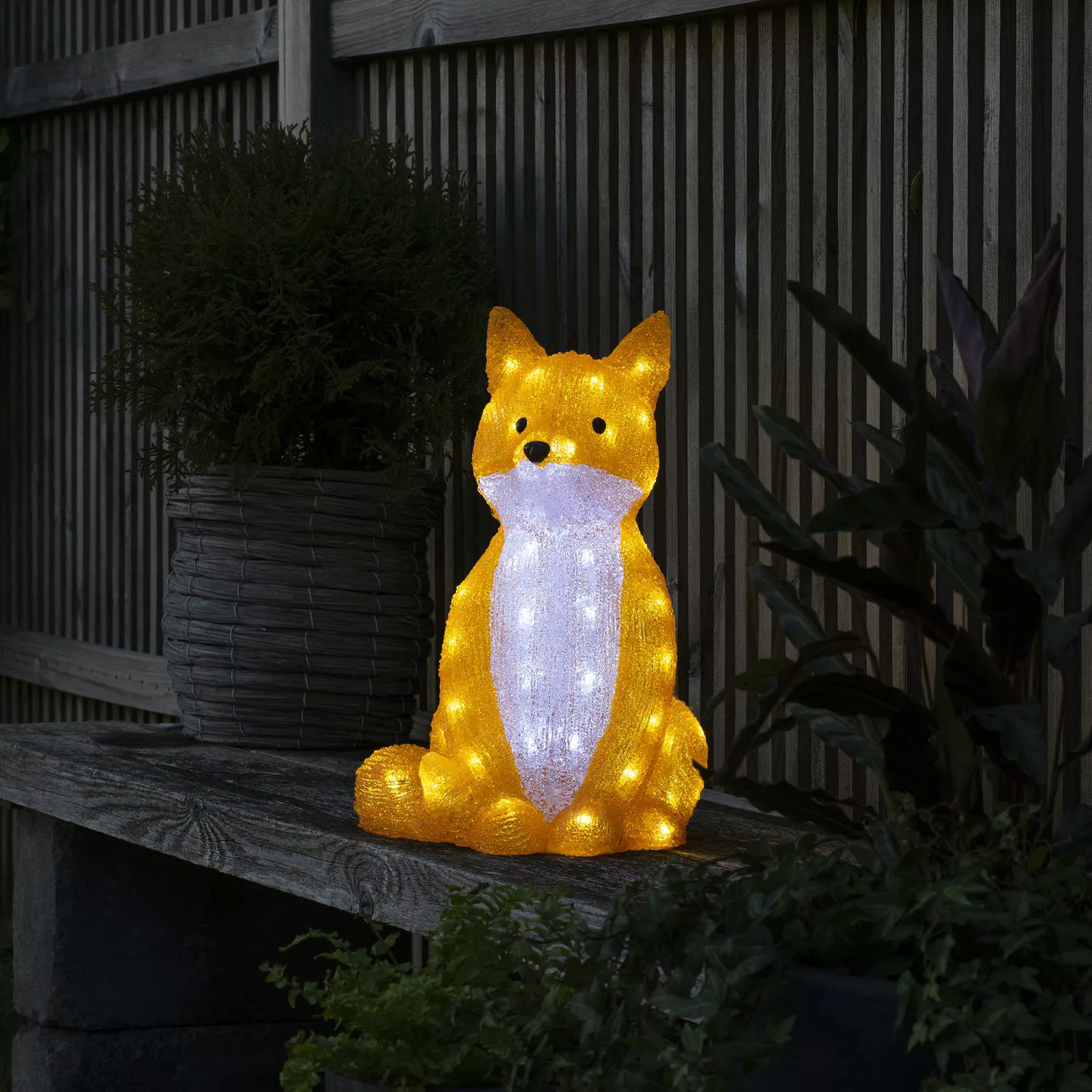 KONSTSMIDE Weihnachtsfigur »Weihnachtsdeko aussen«, LED Acryl Fuchs, sitzen günstig online kaufen