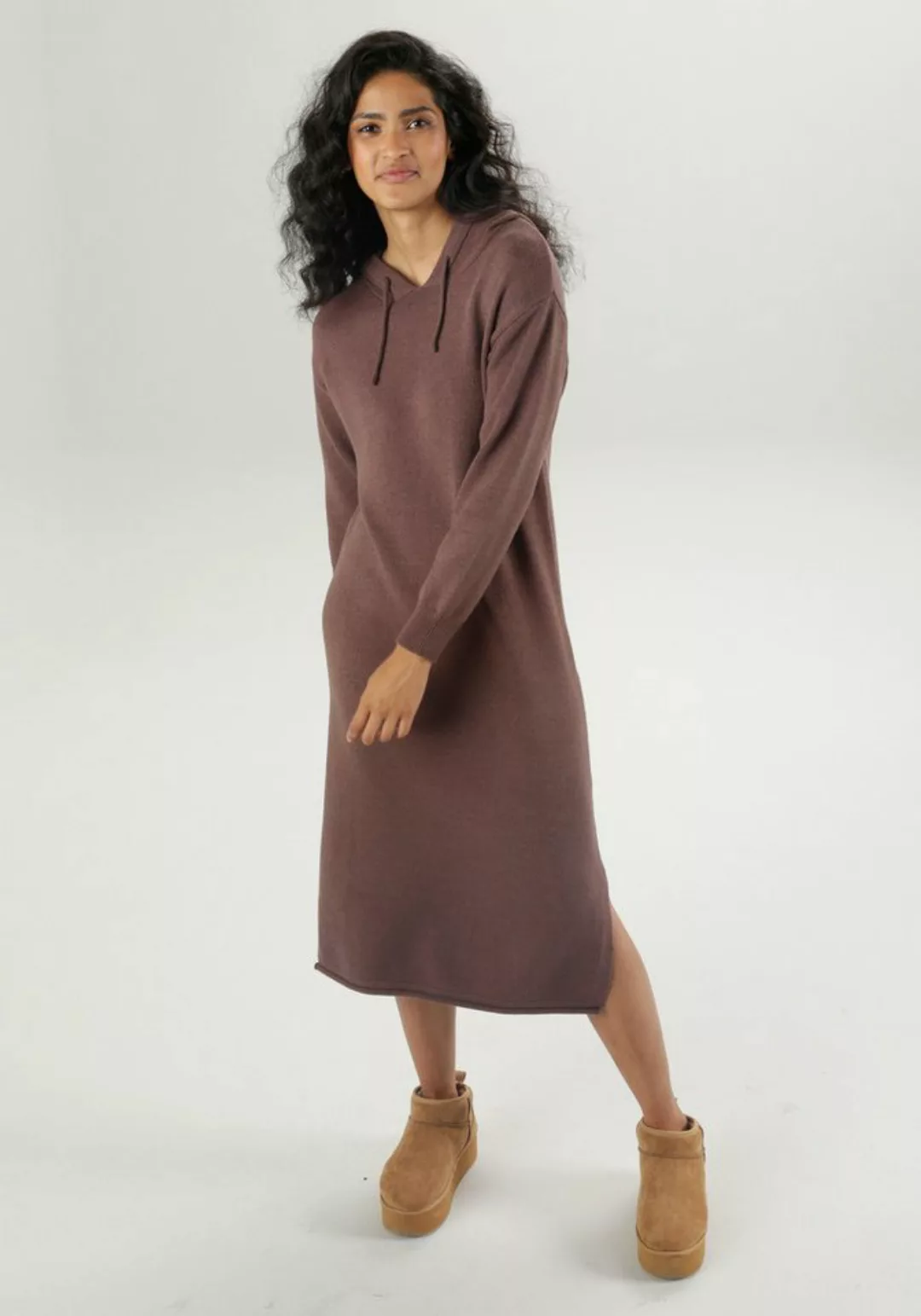 Aniston CASUAL Strickkleid, Kapuze mit Bindeband regulierbar - NEUE KOLLEKT günstig online kaufen