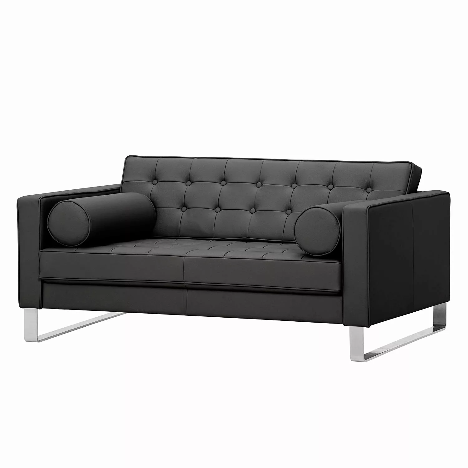 home24 Fredriks Sofa Chelsea 2-Sitzer Anthrazit Echtleder 146x68x85 cm (BxH günstig online kaufen
