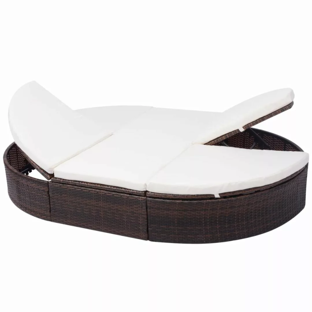 Outdoor-lounge-bett Mit Polster Poly Rattan Braun günstig online kaufen