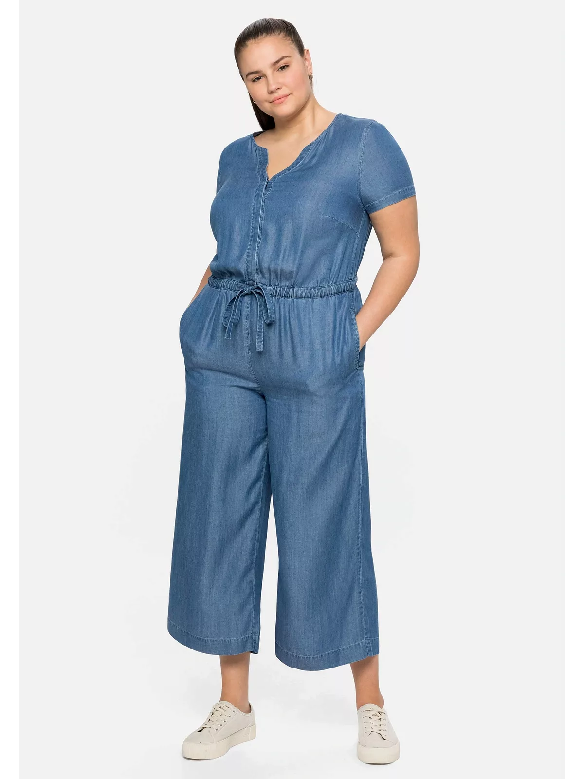 Sheego Jumpsuit "Große Größen", aus Lyocell, in Denim-Optik günstig online kaufen