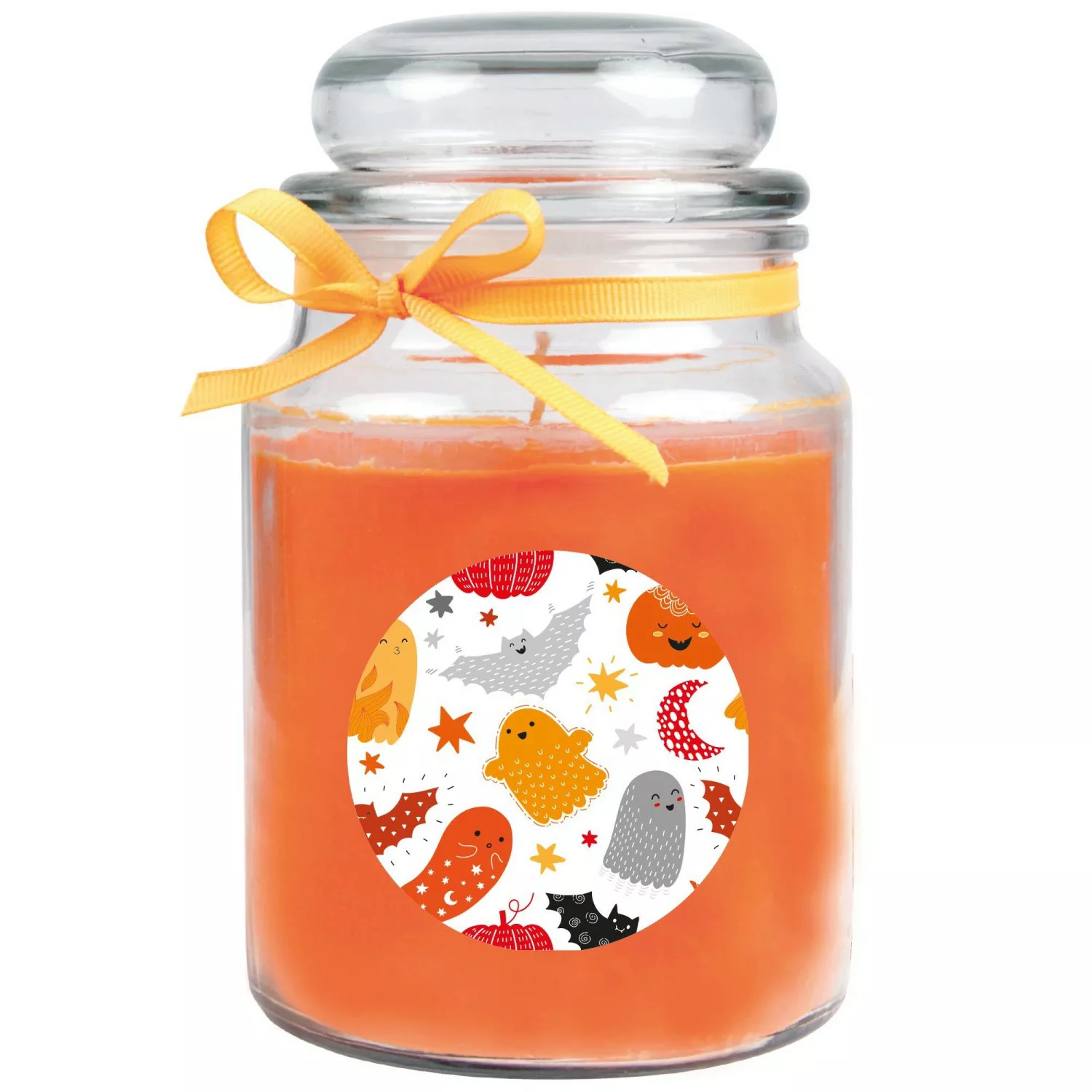 HS Candle Duftkerze & Glas Halloween Orange Bonbon 110h günstig online kaufen