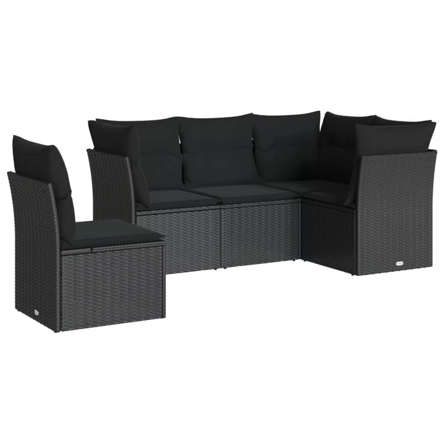 vidaXL 5-tlg Garten-Sofagarnitur mit Kissen Schwarz Poly Rattan Modell 35 günstig online kaufen