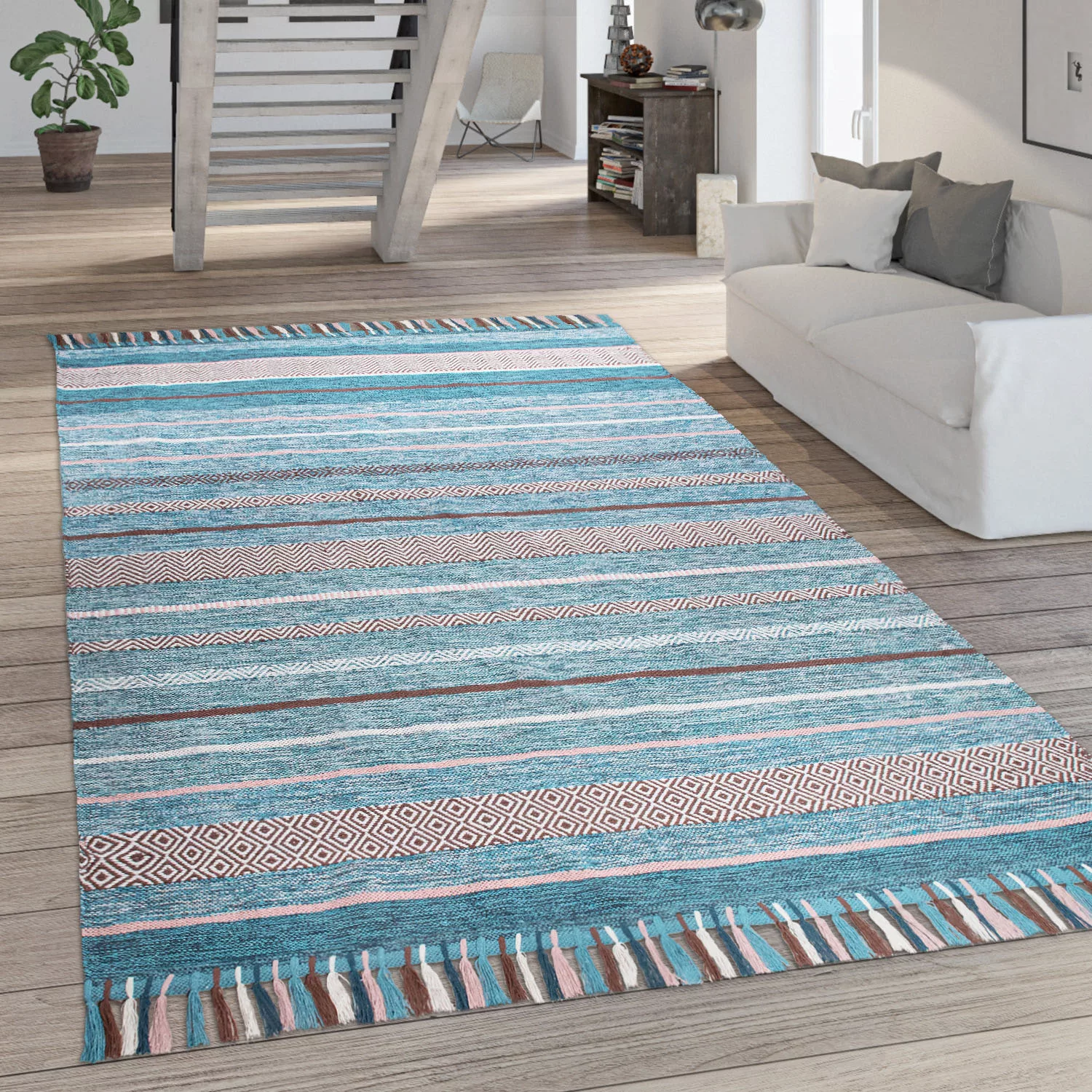 Paco Home Teppich »Kilim 213«, rechteckig, 12 mm Höhe, handgewebter Wendete günstig online kaufen