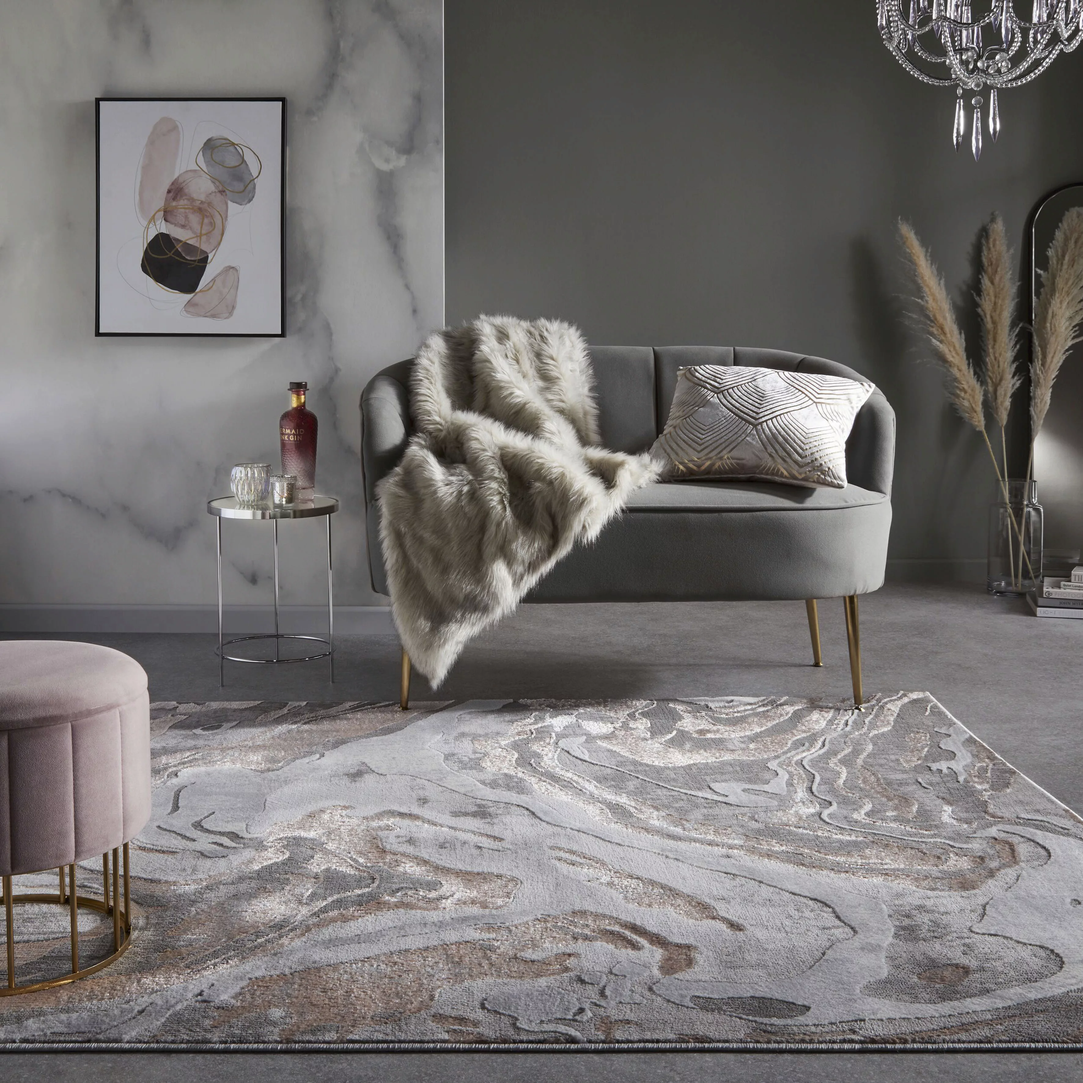 FLAIR RUGS Teppich »Marbled«, rechteckig, dezenter Glanz, mehrfarbig, moder günstig online kaufen