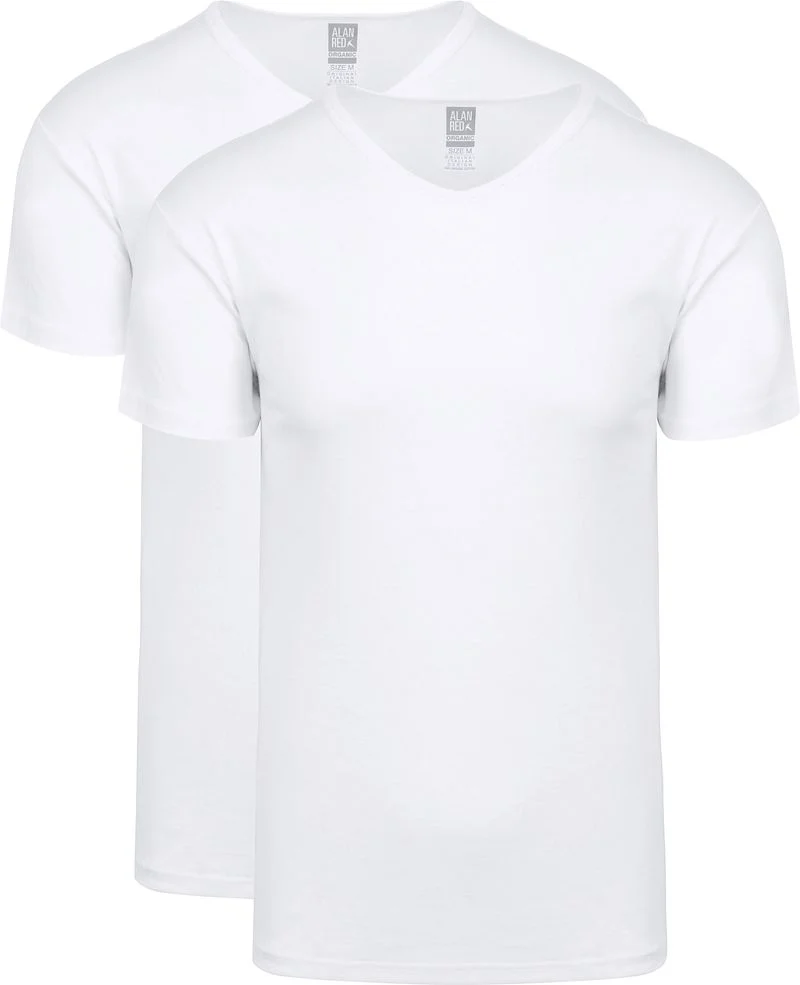 Alan Red Organic T-Shirt V-Ausschnitt Weiß 2er-Pack - Größe S günstig online kaufen