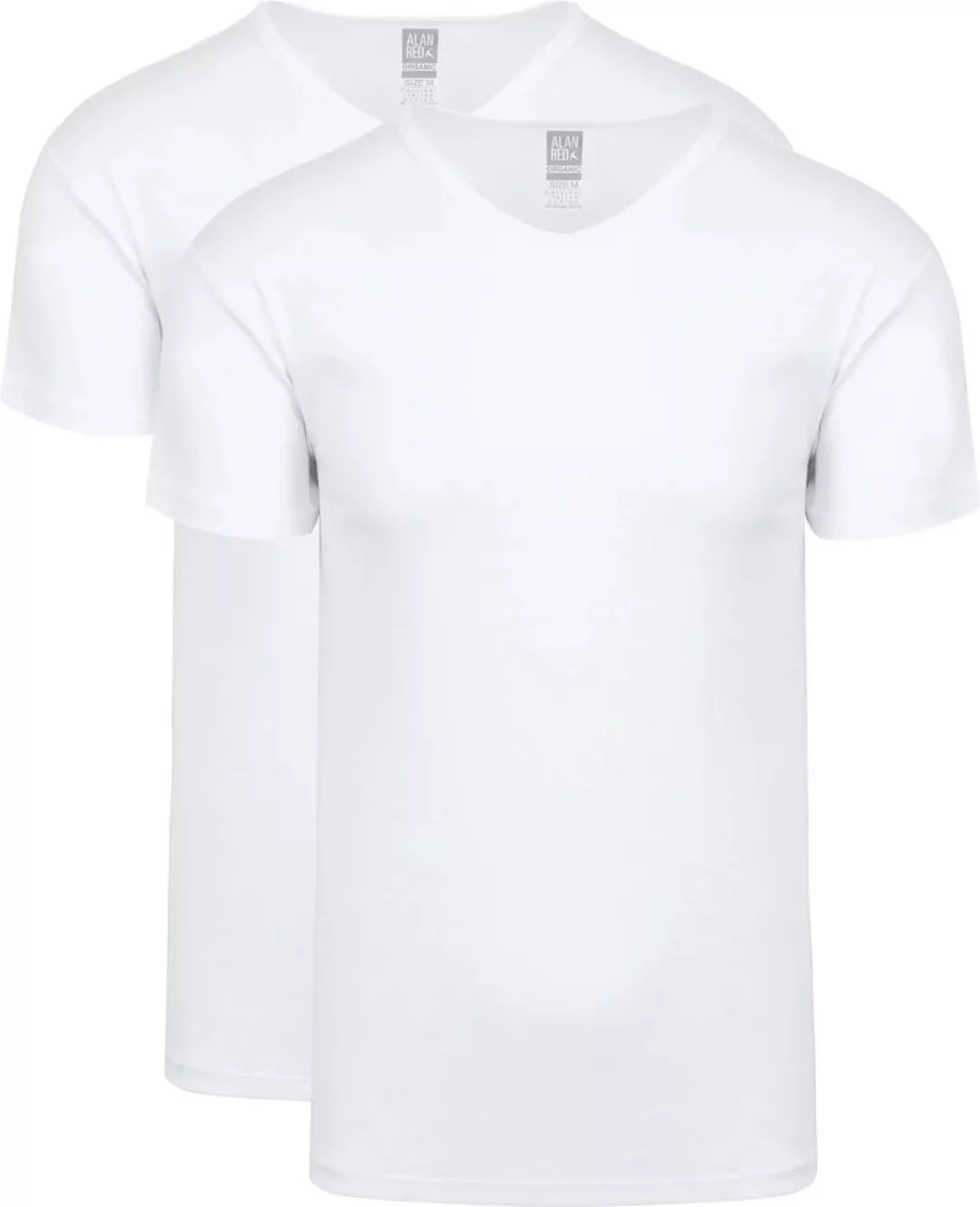 Alan Red Organic T-Shirt V-Ausschnitt Weiß 2er-Pack - Größe S günstig online kaufen