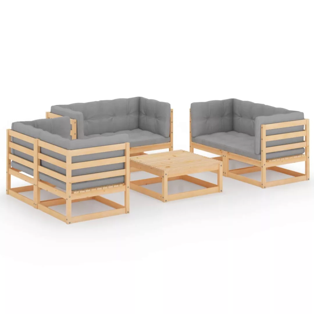 7-tlg. Garten-lounge-set Mit Kissen Kiefer Massivholz günstig online kaufen