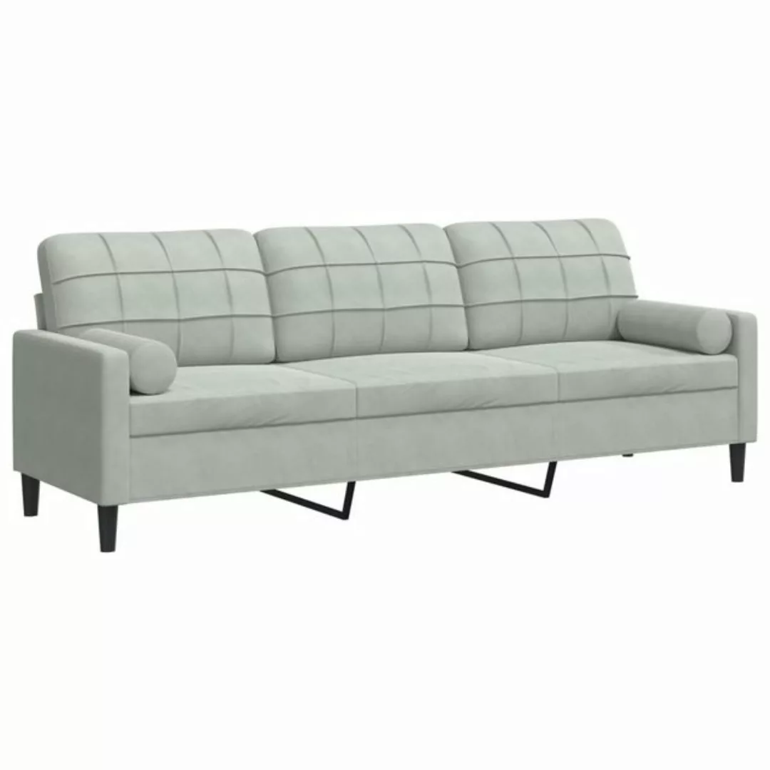 vidaXL Sofa Sofa 3-Sitzer mit Zierkissen Hellgrau 210 cm Samt günstig online kaufen