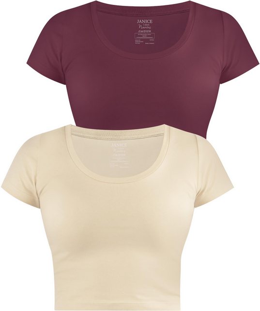 Janice Kurzarmshirt 2 x Damen crop T-Shirt Nantes Kurzes Shirt aus Baumwoll günstig online kaufen