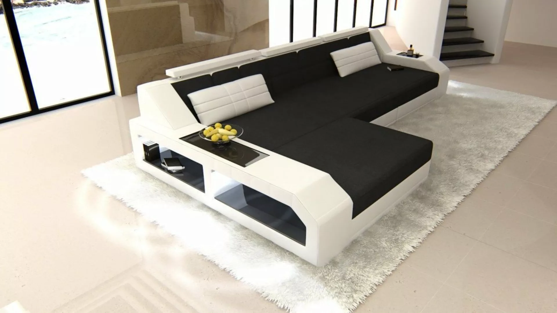 Sofa Dreams Ecksofa Stoff Couch Sofa Arezzo L Form Couch Stoffsofa, mit LED günstig online kaufen