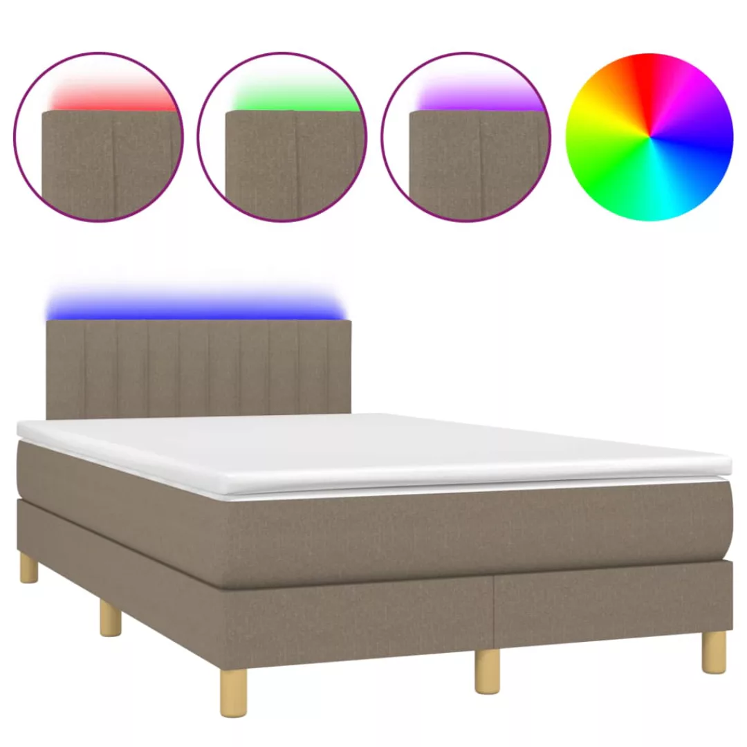 Vidaxl Boxspringbett Mit Matratze & Led Taupe 120x200 Cm Stoff günstig online kaufen