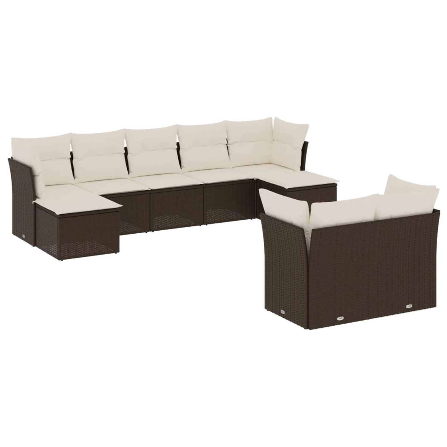 vidaXL 9-Tlg Garten-Sofagarnitur mit Kissen Braun Poly Rattan 3250152 günstig online kaufen
