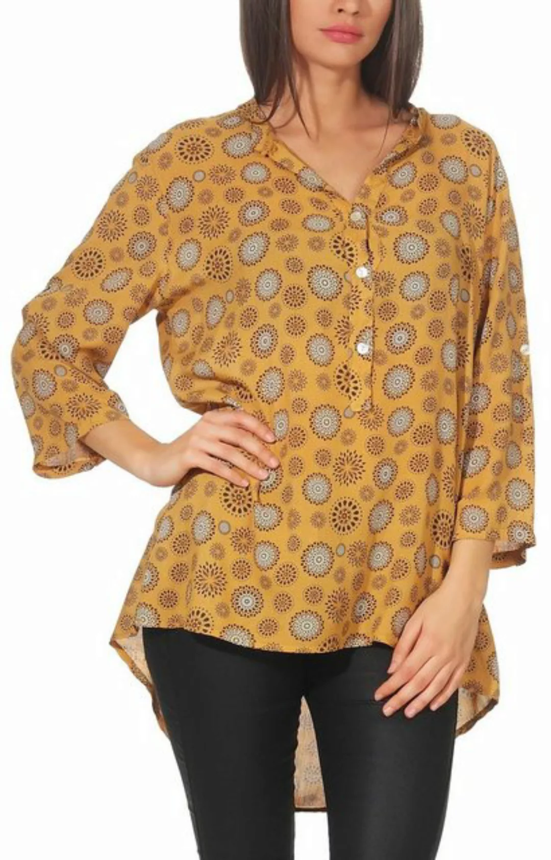 malito more than fashion Schlupfbluse 6703 Bluse mit Kreis Blumen Print 3/4 günstig online kaufen