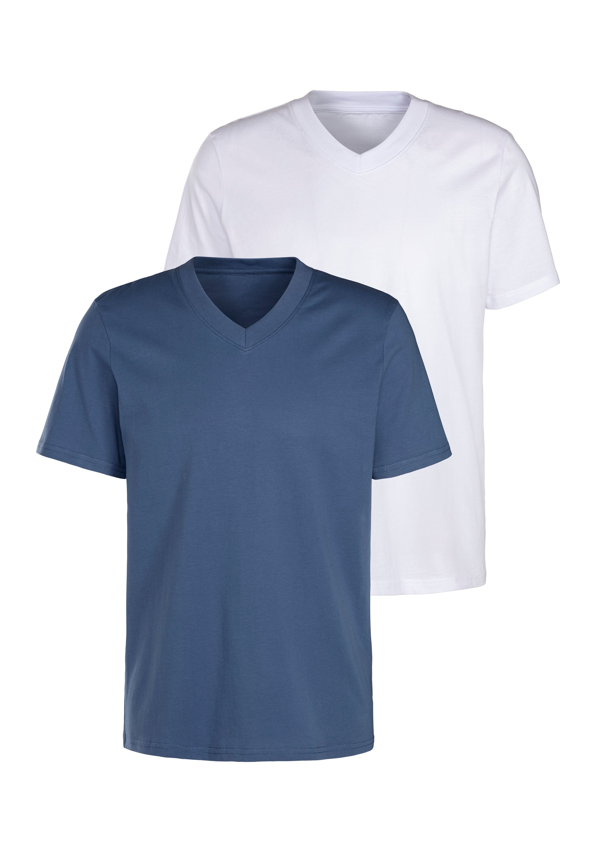 KangaROOS T-Shirt "Regular Fit,", (2er-Pack), Freizeitshirt mit Kurzarm, V- günstig online kaufen