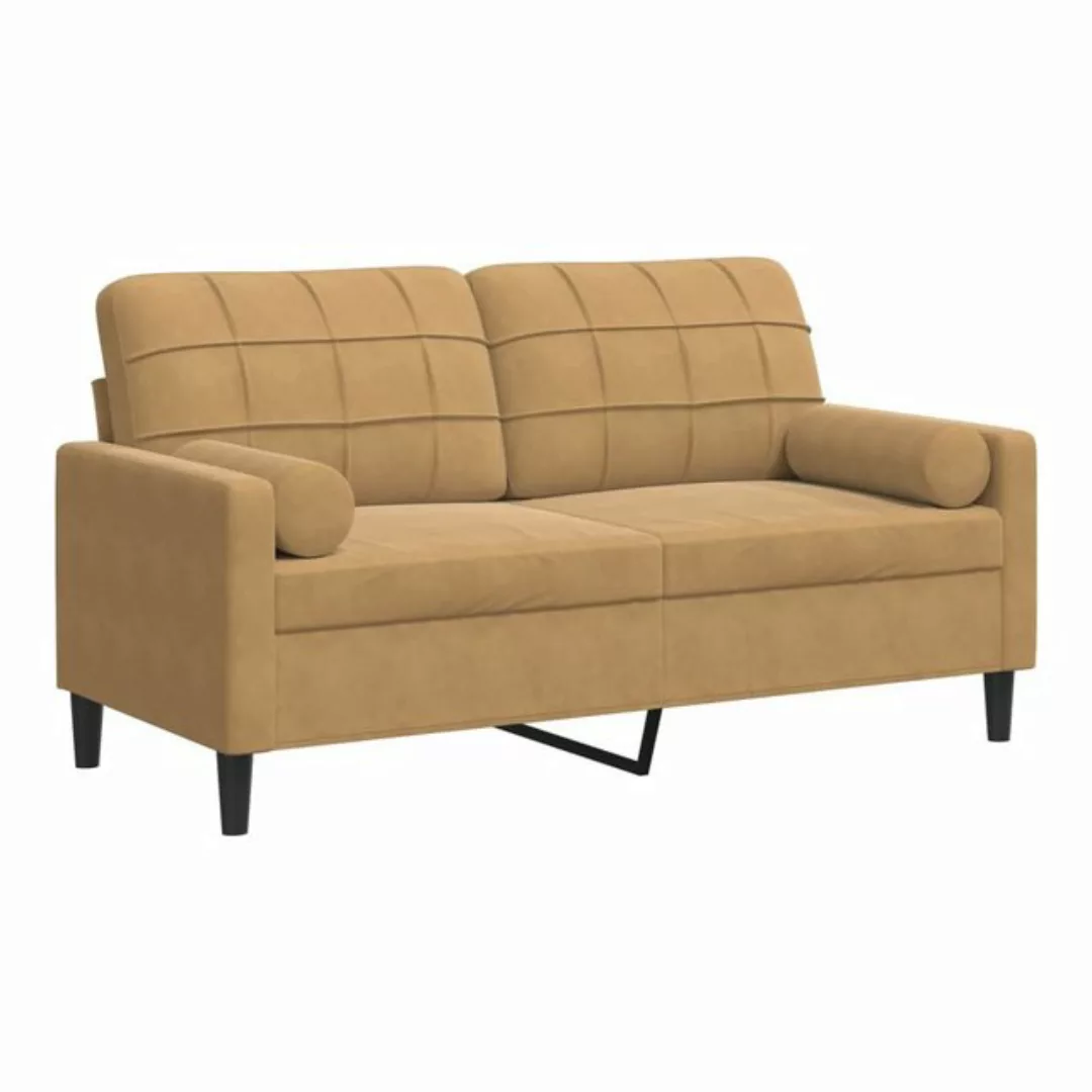 vidaXL Sofa, 2-Sitzer-Sofa mit Zierkissen Braun 140 cm Samt günstig online kaufen