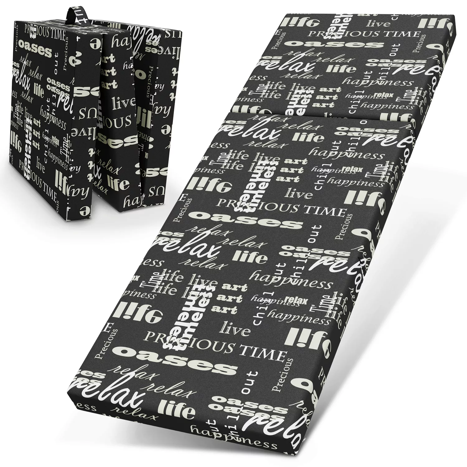 Bestschlaf Klappmatratze, 70x190x9 cm, Trendy-Motiv, schwarz günstig online kaufen