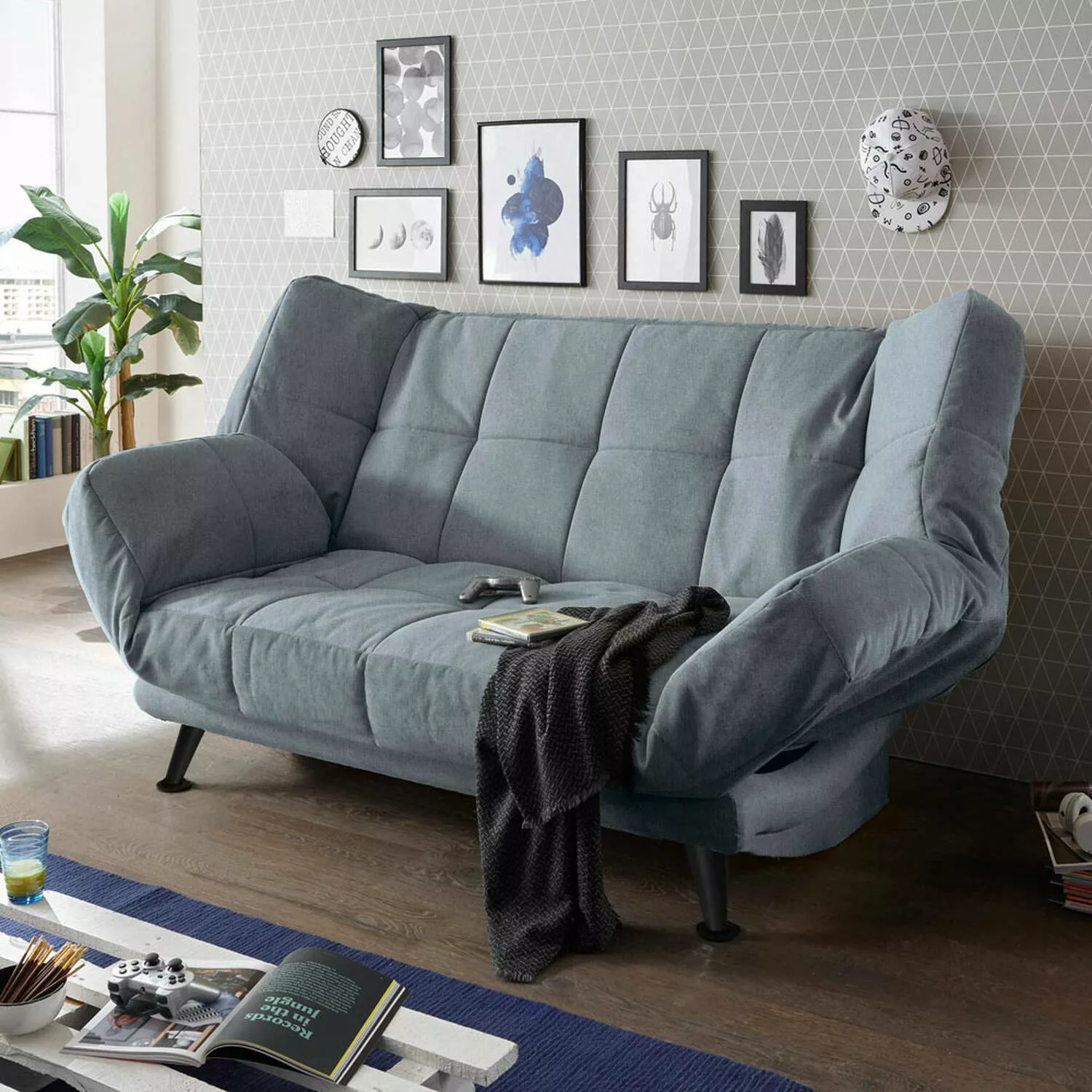 Schlafsofa mit Bettkasten in 208x134 cm INSUL-09, in der Farbe anthrazit günstig online kaufen