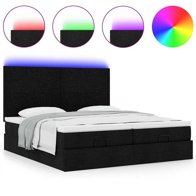 vidaXL Bett Ottoman-Bett mit Matratzen & LEDs Schwarz 160x200 cm Stoff günstig online kaufen