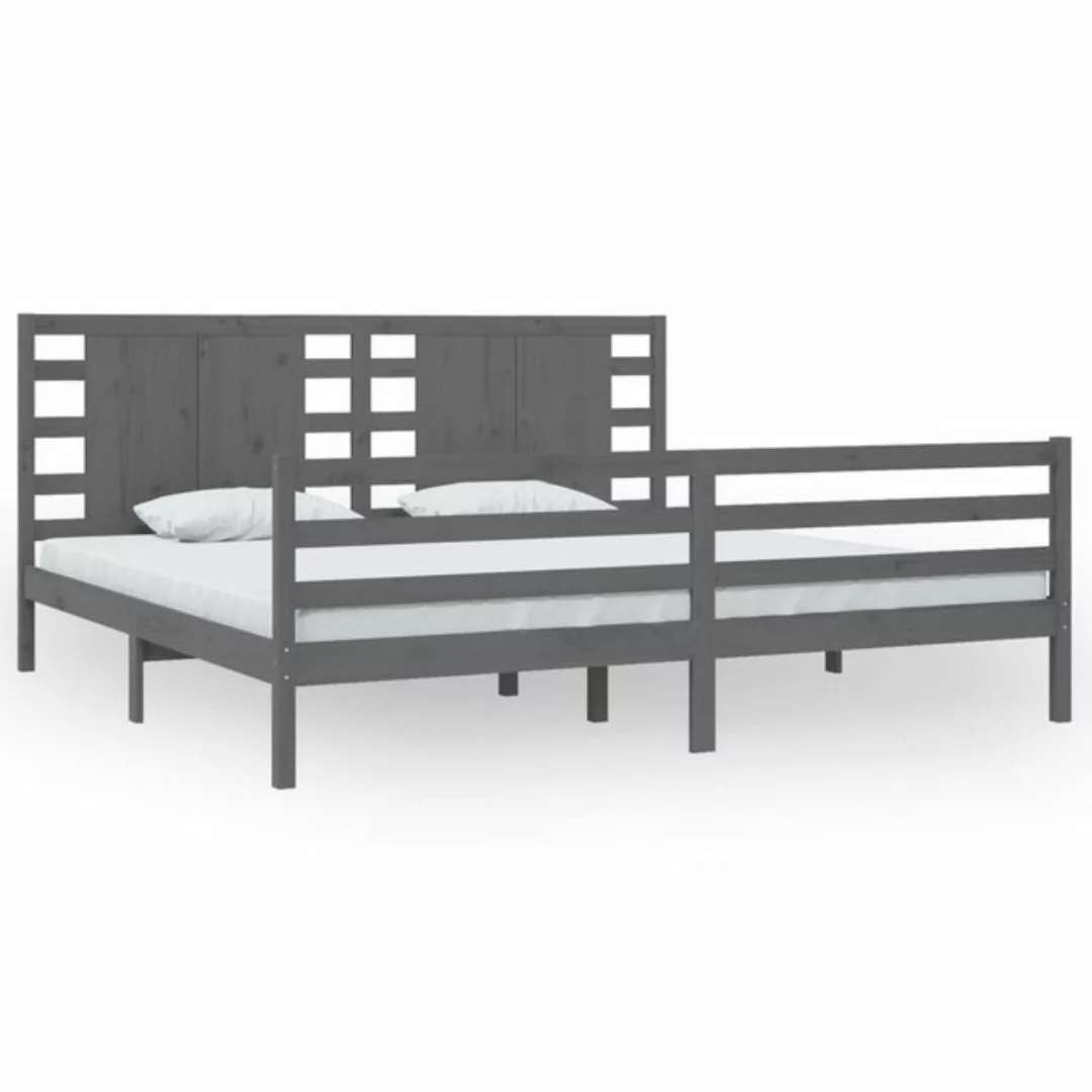 vidaXL Bettgestell Massivholzbett Grau Kiefer 200x200 cm Bett Bettgestell D günstig online kaufen