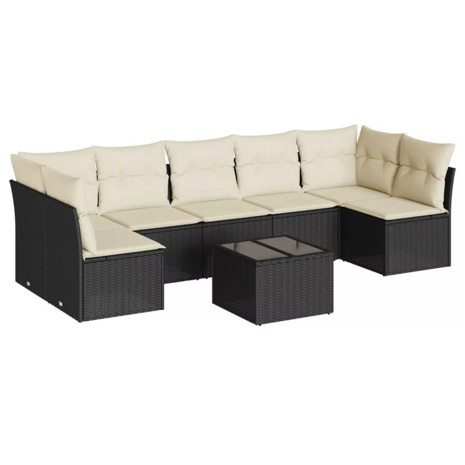 vidaXL 8-tlg Garten-Sofagarnitur mit Kissen Schwarz Poly Rattan Modell 10 günstig online kaufen