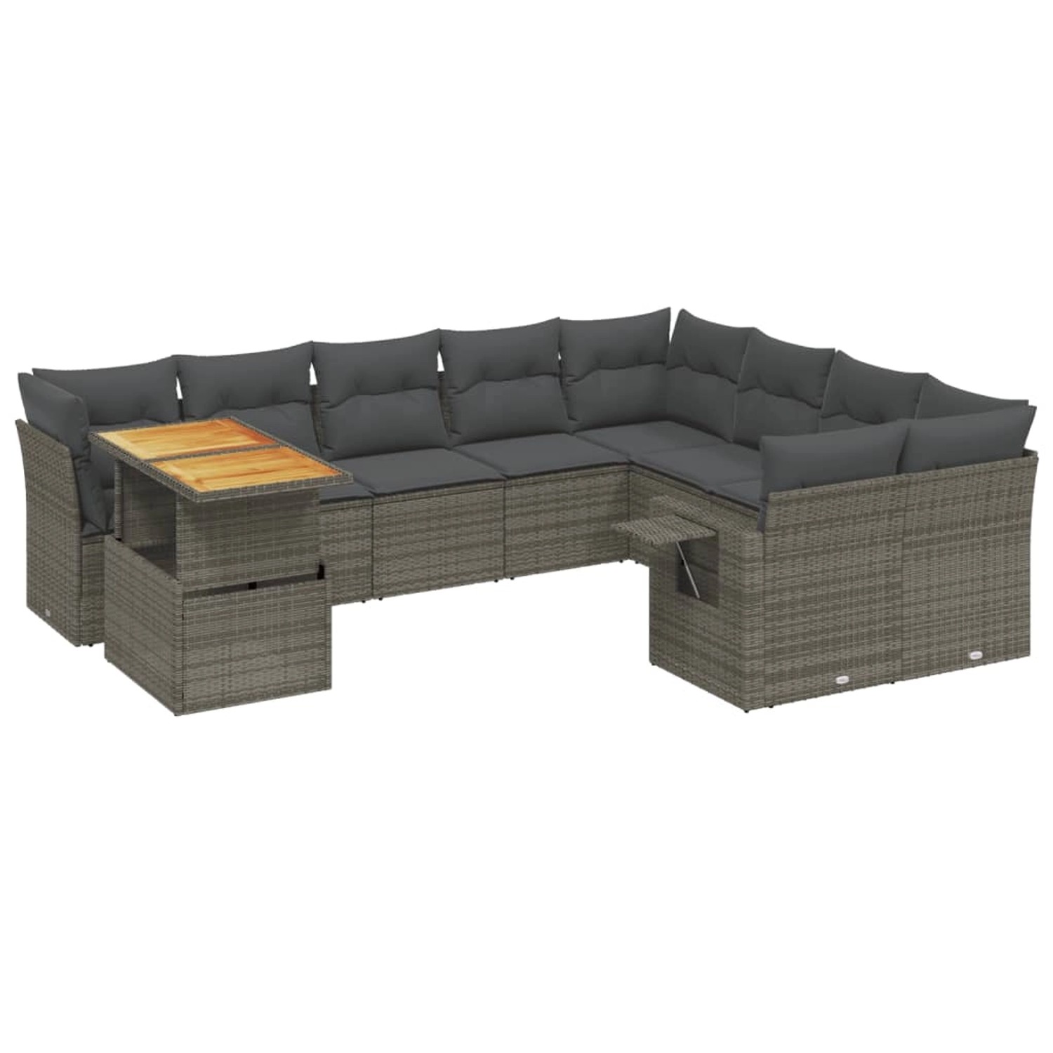 vidaXL 10-Tlg Garten-Sofagarnitur mit Kissen Grau Poly Rattan 3271921 günstig online kaufen