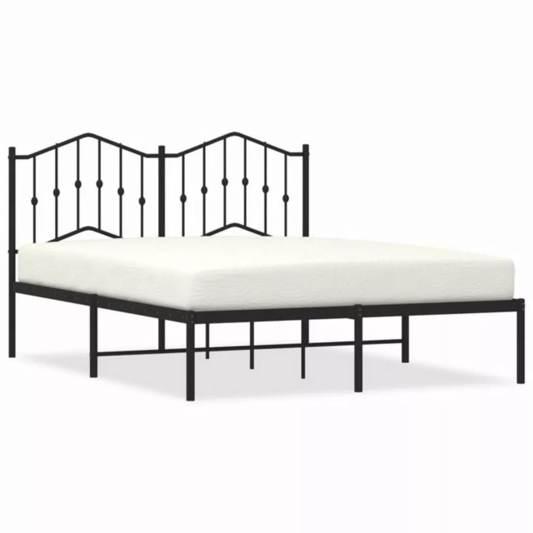 vidaXL Bettgestell Bettgestell mit Kopfteil Metall Schwarz 135x190 cm Bett günstig online kaufen