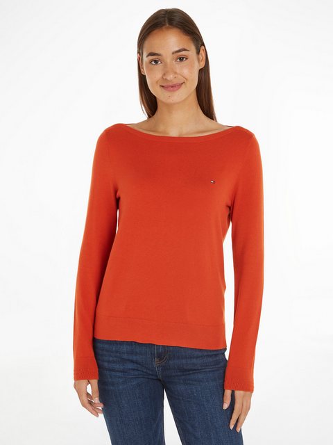 Tommy Hilfiger Strickpullover CO JERSEY STITCH BOAT-NK SWEATER mit Tommy Hi günstig online kaufen