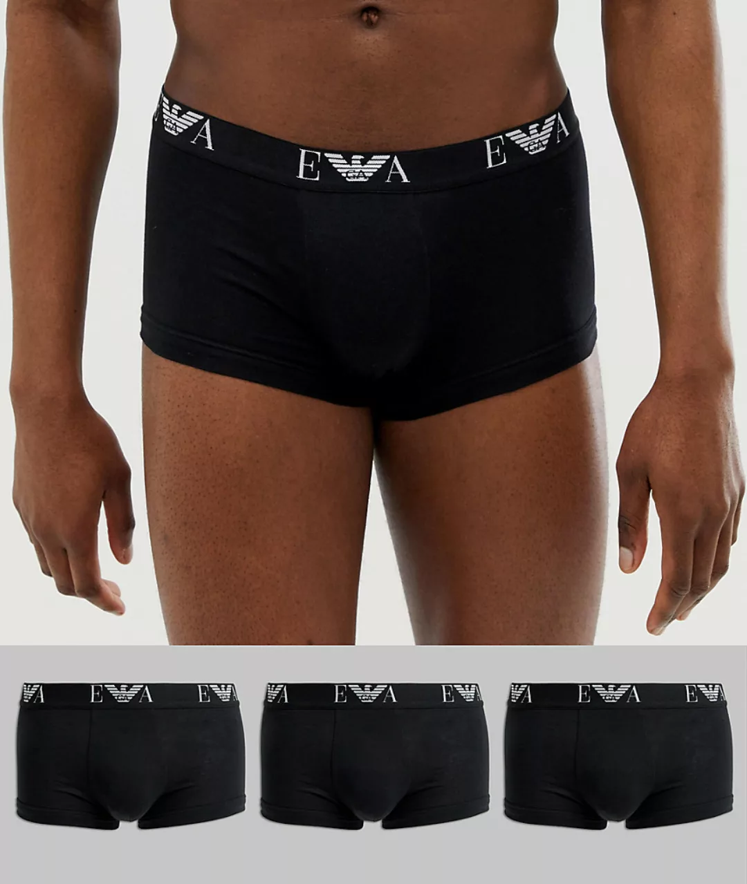 Emporio Armani – EVA – 3er-Pack Unterhosen mit Logo in Schwarz günstig online kaufen