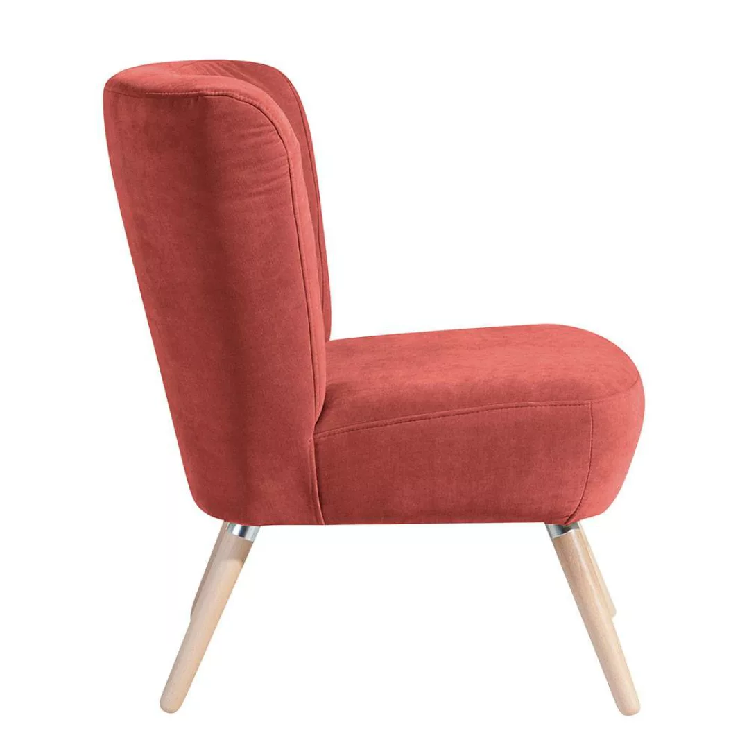 Made in Germany Sessel in Terracotta Velours Buchefarben günstig online kaufen