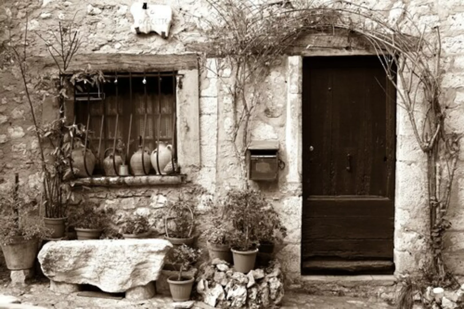 Papermoon Fototapete »Haus Sepia«, im schwarz-weiß Motiv günstig online kaufen