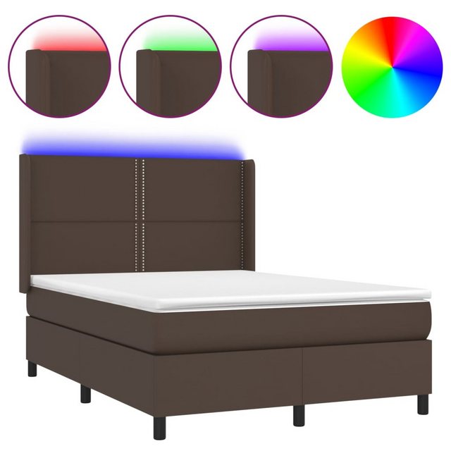 vidaXL Boxspringbett Boxspringbett mit Matratze und LED Kunstleder (140 x 1 günstig online kaufen