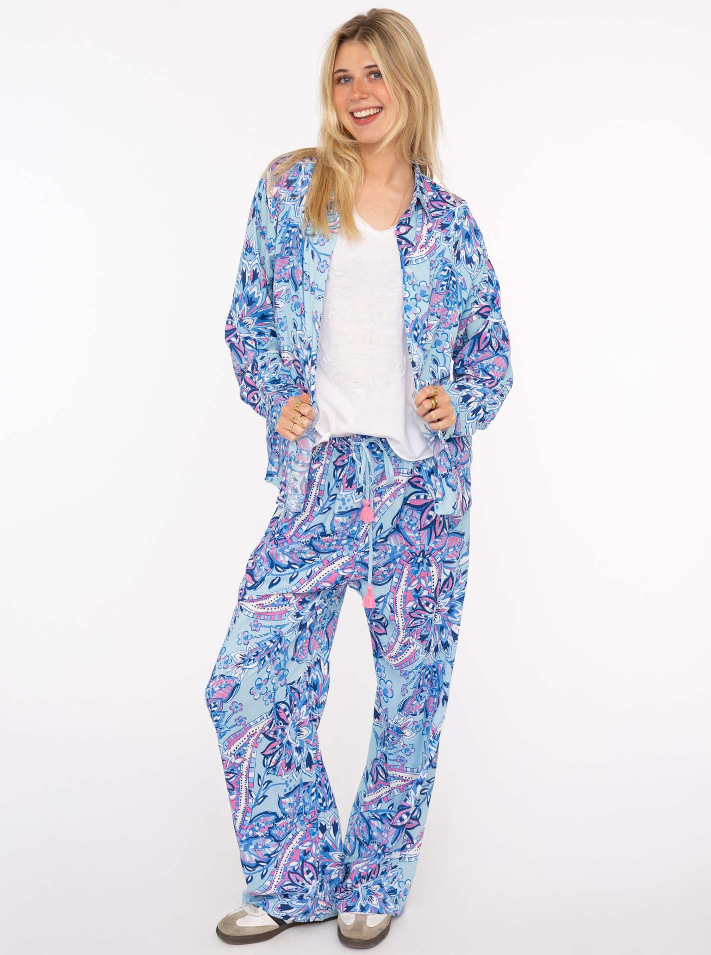 Zwillingsherz Shirtbluse ""Happy Paisley"", mit blauem Paisley Muster günstig online kaufen