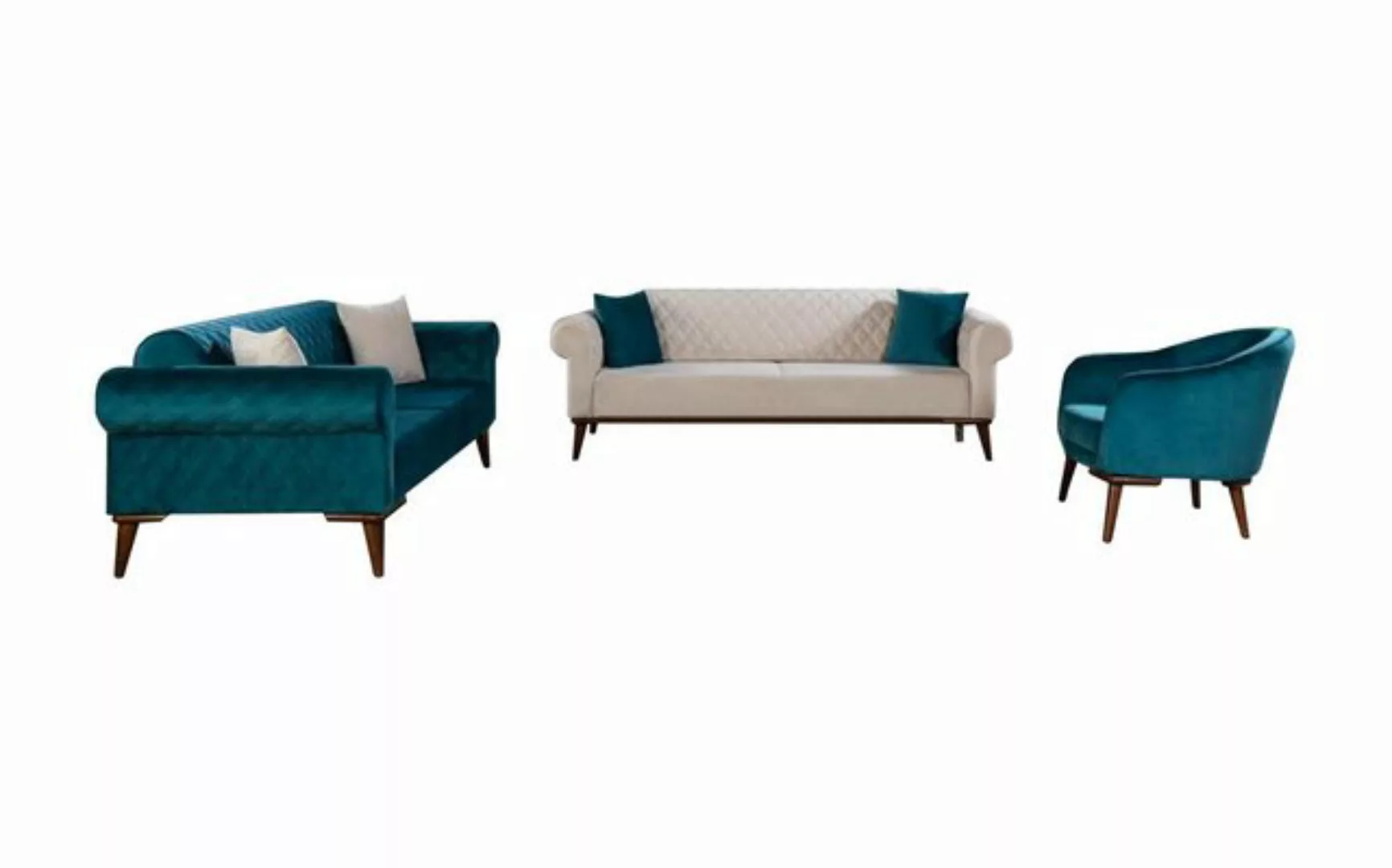 JVmoebel Sofa, Luxus Sofagarnitur Dreisitzer 3+3+1 Sitz Stoff Sofa Textil günstig online kaufen