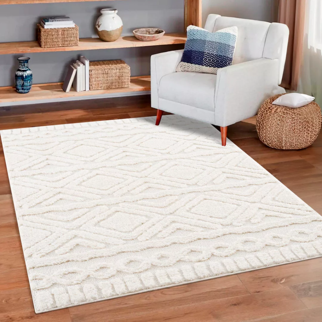 Home affaire Hochflor-Teppich »Andro«, rechteckig, Boho Scandic Stil, weich günstig online kaufen