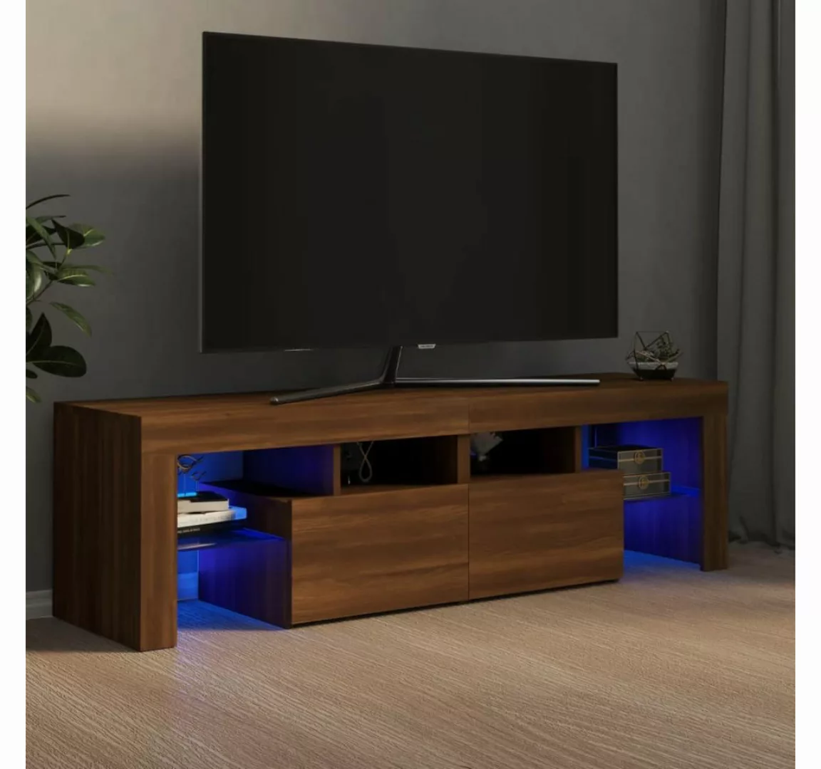 vidaXL TV-Schrank TV-Schrank mit LED Leuchten Braun Eichen-Optik 140x36,5x4 günstig online kaufen